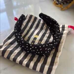 Lele Sadoughi Black and White Polka Dot Headband